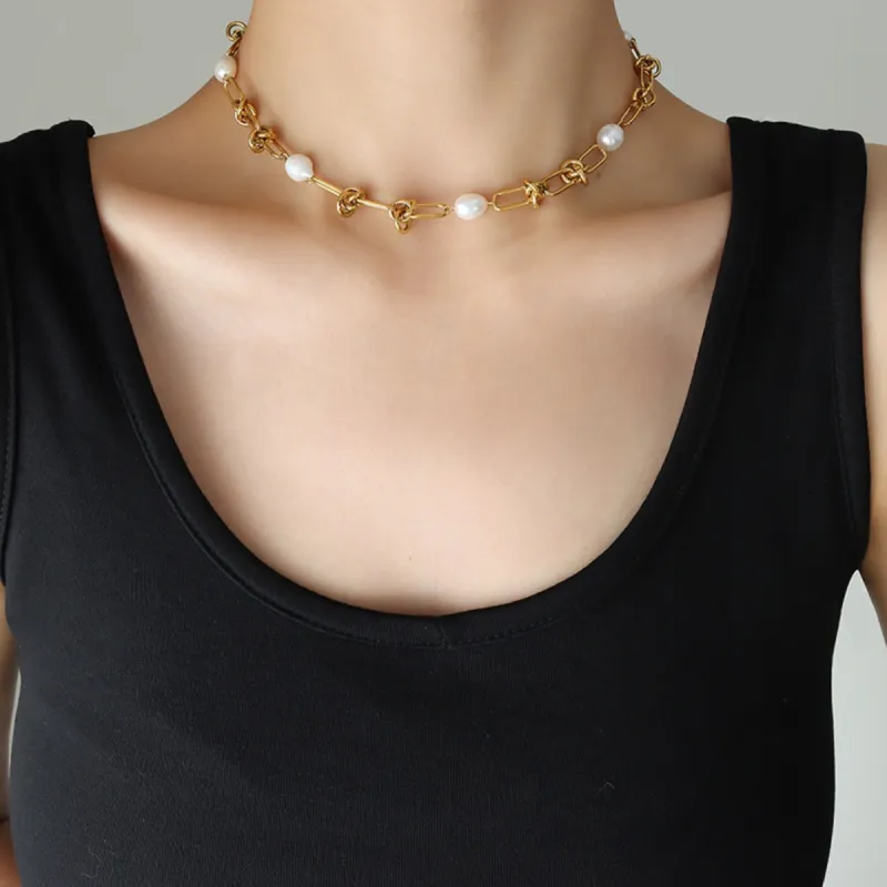 Pearl Chain Necklace with Knots sold by Mason & Madison Co.