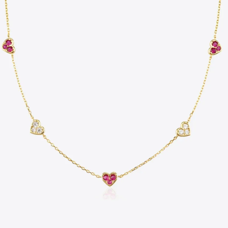 Inlaid Rose Diamond Heart Chain Necklace sold by Mason & Madison Co.
