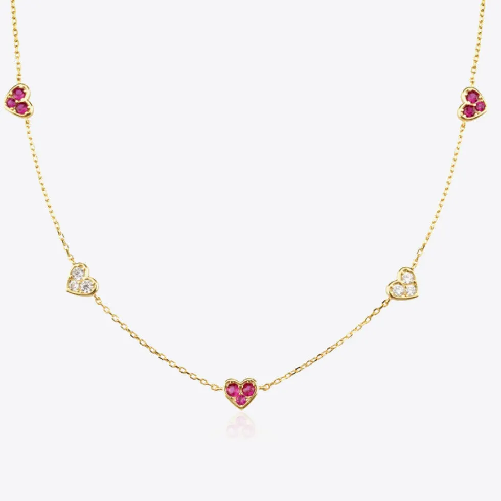 Inlaid Rose Diamond Heart Chain Necklace sold by Mason & Madison Co.