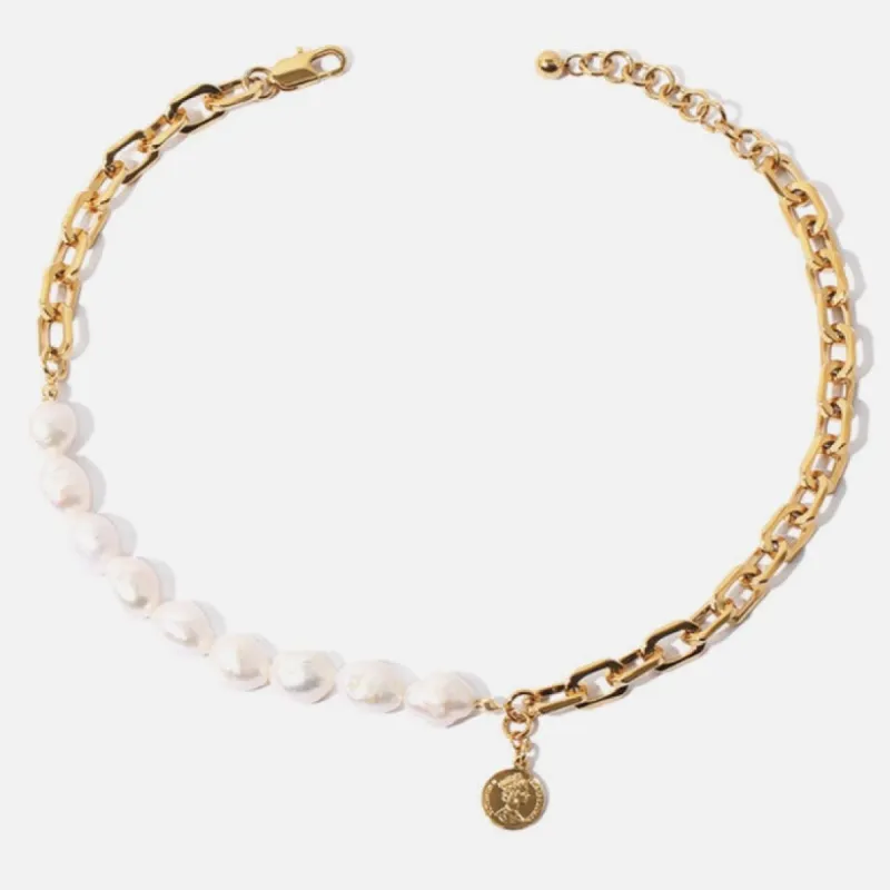 Baroque Chain & Pearl Pendent Necklace sold by Mason & Madison Co.