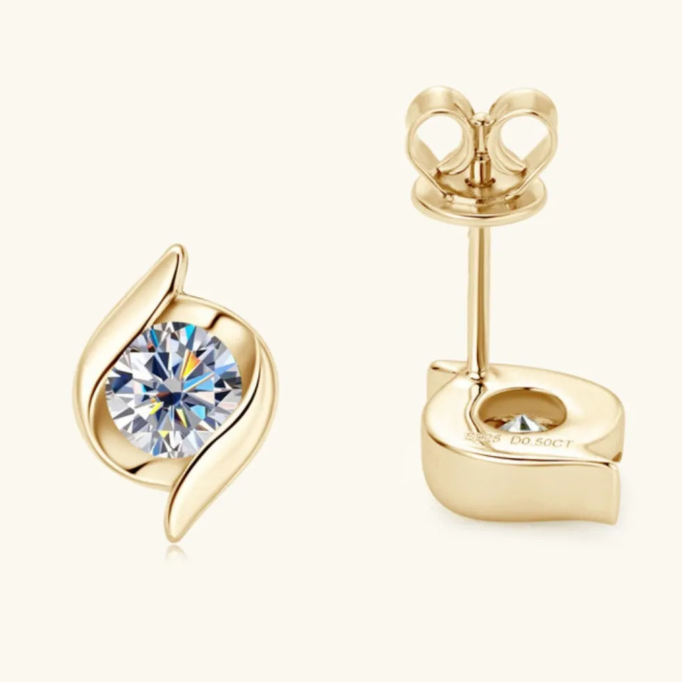 Gold Diamond Stud Earrings - 1 Carat sold by Mason & Madison Co. product image thumbnail 2