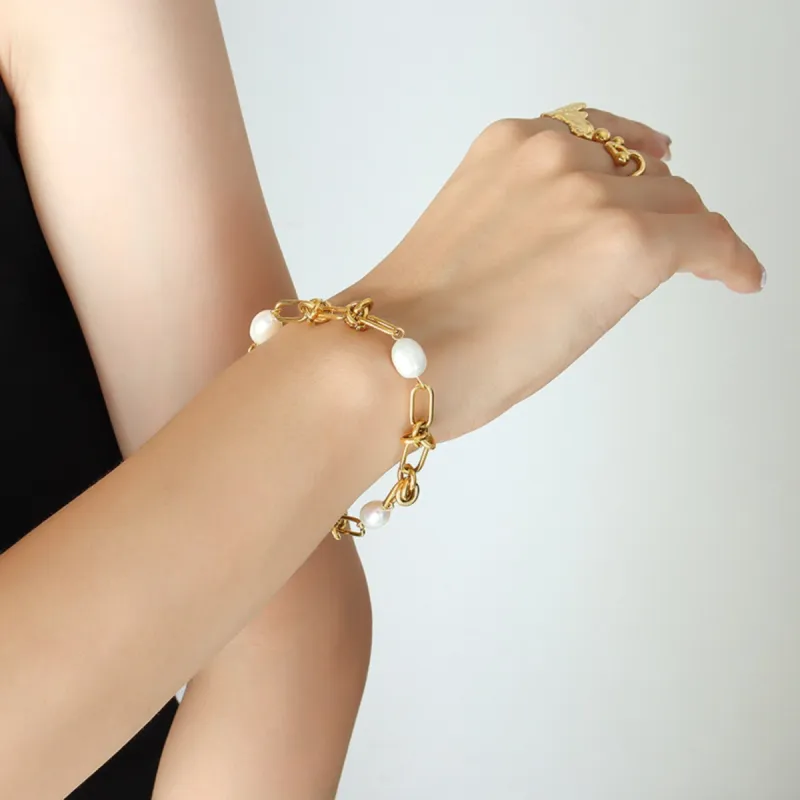 Pearl Chain Bracelet with Knots sold by Mason & Madison Co.