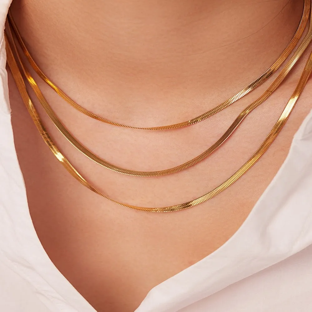 Gold Layered Chain Necklace - Snake Triple sold by Mason & Madison Co. product image thumbnail 2