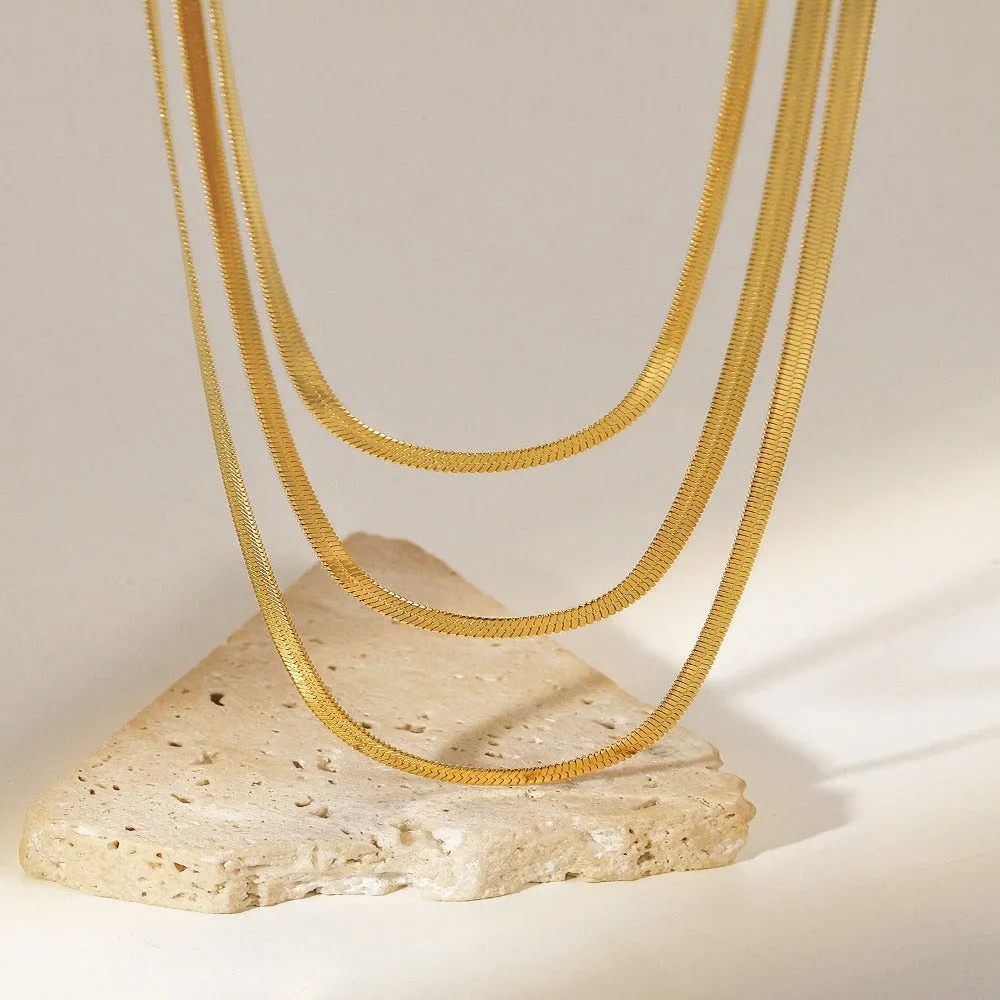 Gold Layered Chain Necklace - Snake Triple sold by Mason & Madison Co. product image thumbnail 3