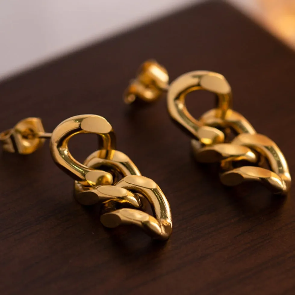 Gold Chain Drop Earrings - MASON CHUNKY CHAIN™ sold by Mason & Madison Co. product image thumbnail 5