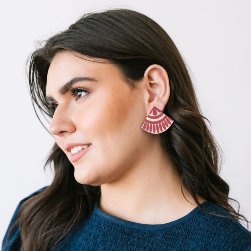 Cranberry Tile Earrings sold by Sunshine Tienda