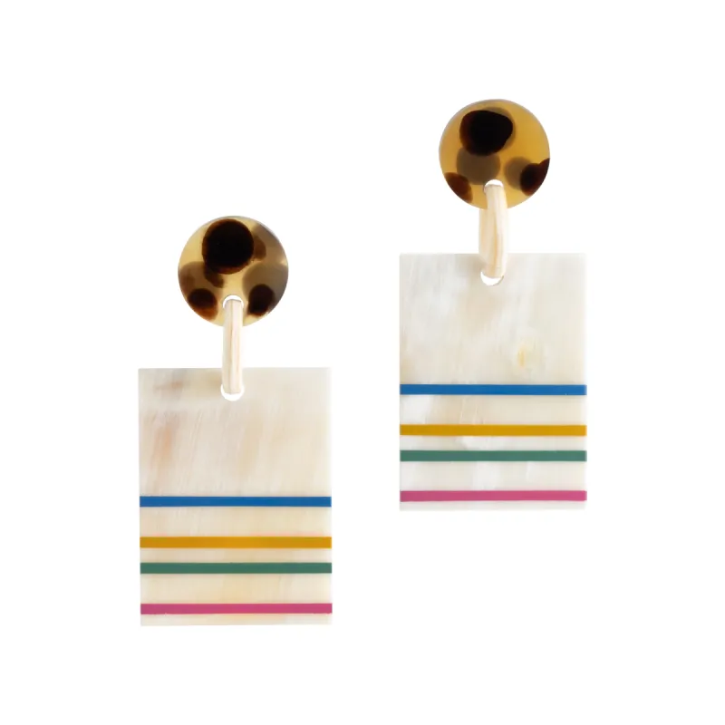 Rainbow Stripe Block Earrings sold by Sunshine Tienda