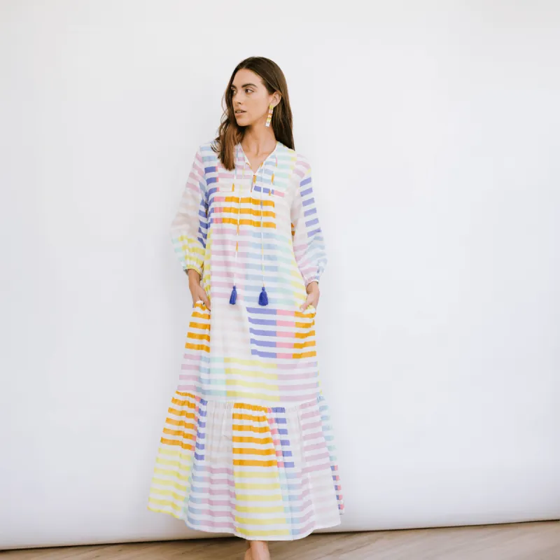 Colorful Stripe Copa Dress made by Sunshine Tienda