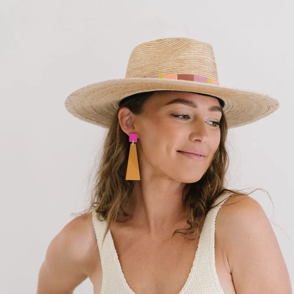 Terracotta Neon Shield Earrings sold by Sunshine Tienda product image thumbnail 3