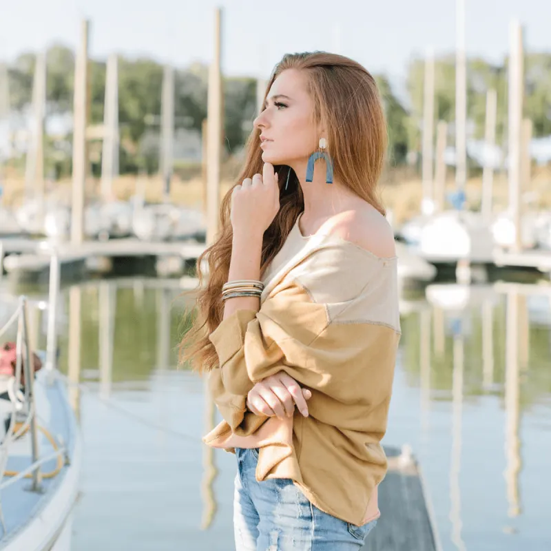 Navy Sea Horseshoe Earrings sold by Sunshine Tienda