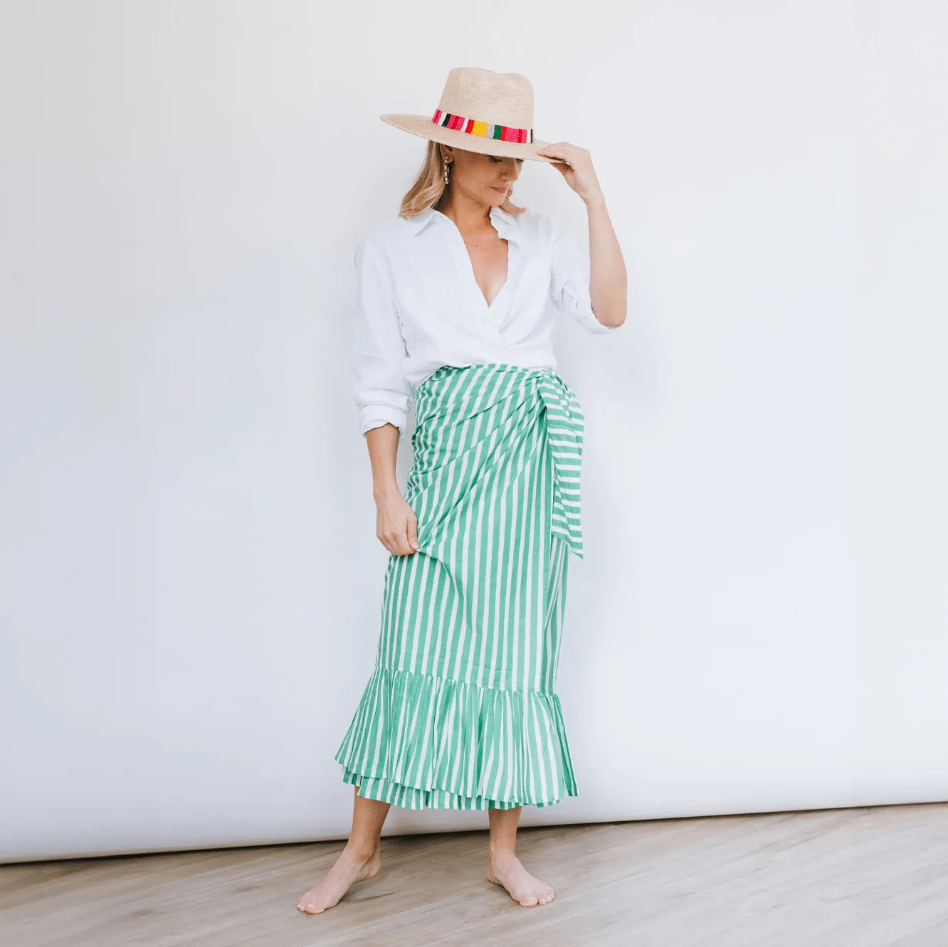 Green and White Stripe Vienna Sarong sold by Sunshine Tienda product image thumbnail 2