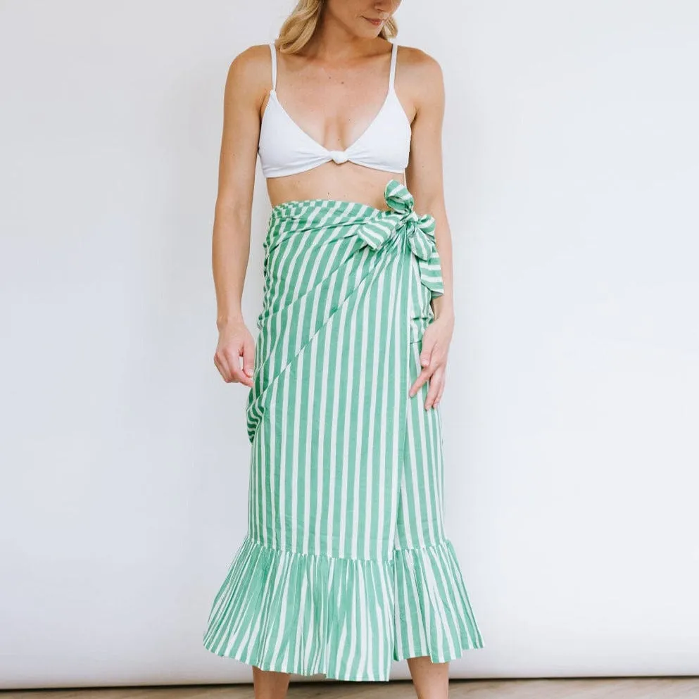 Green and White Stripe Vienna Sarong sold by Sunshine Tienda