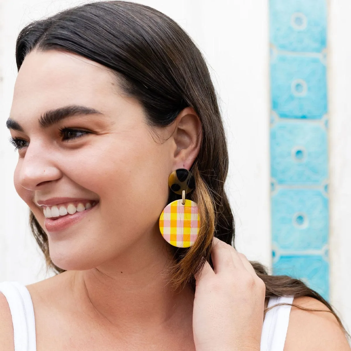 Sherbet Gingham Earrings sold by Sunshine Tienda product image thumbnail 2