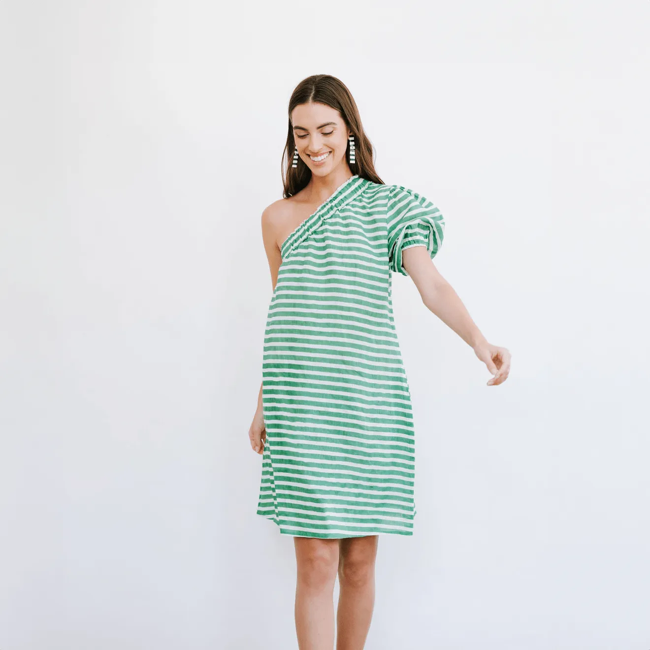 Green and White Stripe Addison Dress sold by Sunshine Tienda product image thumbnail 3