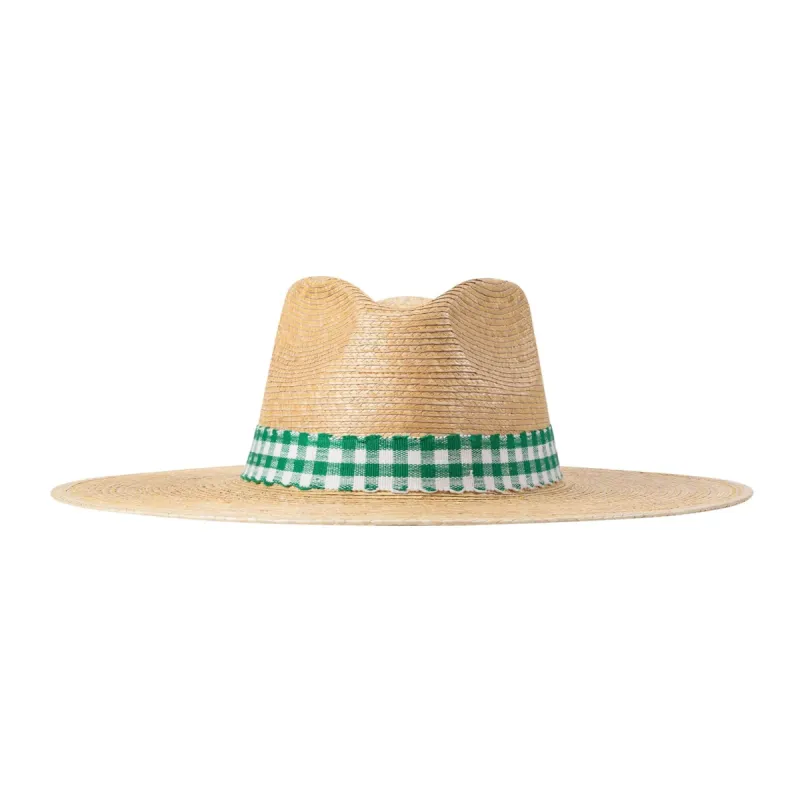 Paulina Green Gingham Palm Hat sold by Sunshine Tienda