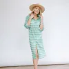 Green and White Stripe Alex Cover-Up sold by Sunshine Tienda