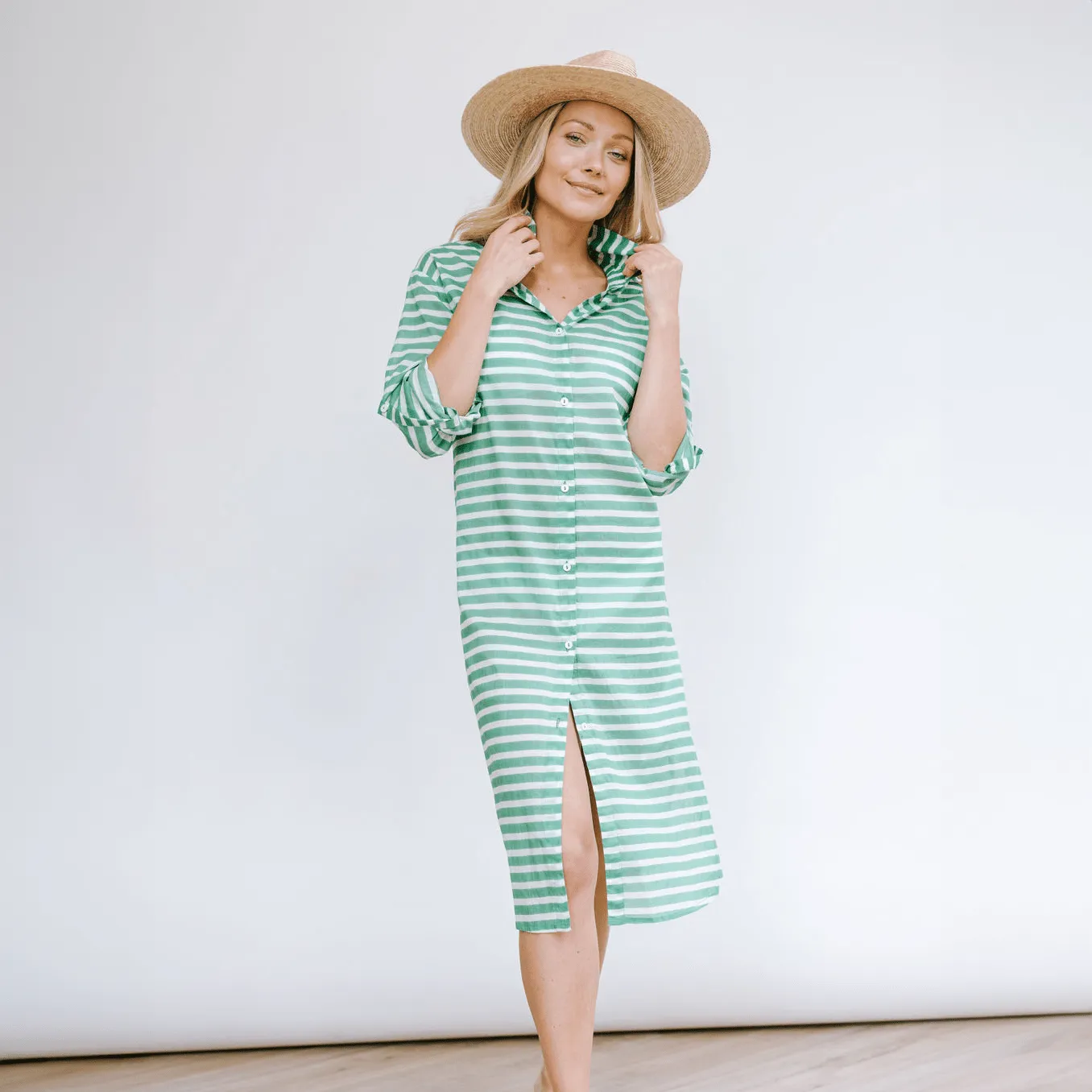 Green and White Stripe Alex Cover-Up sold by Sunshine Tienda product image thumbnail 3