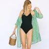 Green and White Stripe Alex Cover-Up sold by Sunshine Tienda