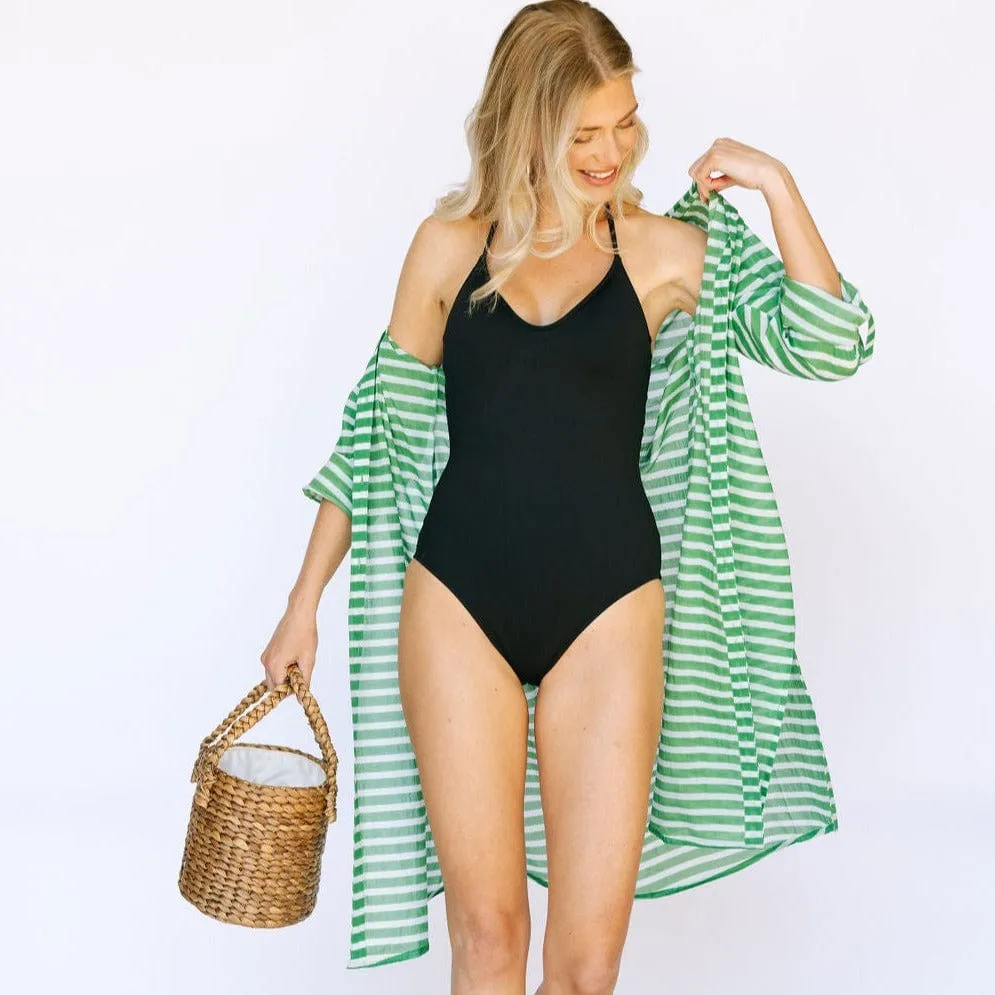 Green and White Stripe Alex Cover-Up sold by Sunshine Tienda product image thumbnail 2