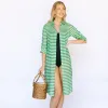 Green and White Stripe Alex Cover-Up sold by Sunshine Tienda