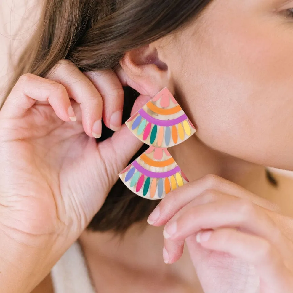 Rainbow Double Tile Earrings sold by Sunshine Tienda product image thumbnail 3