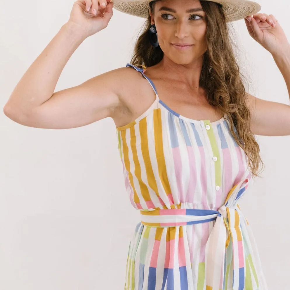 Colorful Stripe Champagne Beach Dress sold by Sunshine Tienda product image thumbnail 4