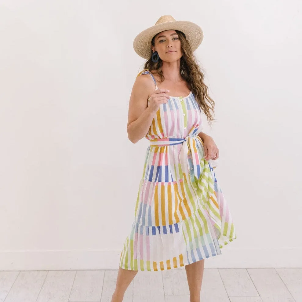 Colorful Stripe Champagne Beach Dress sold by Sunshine Tienda