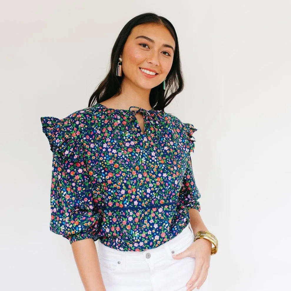 Navy Floral Naples Top sold by Sunshine Tienda