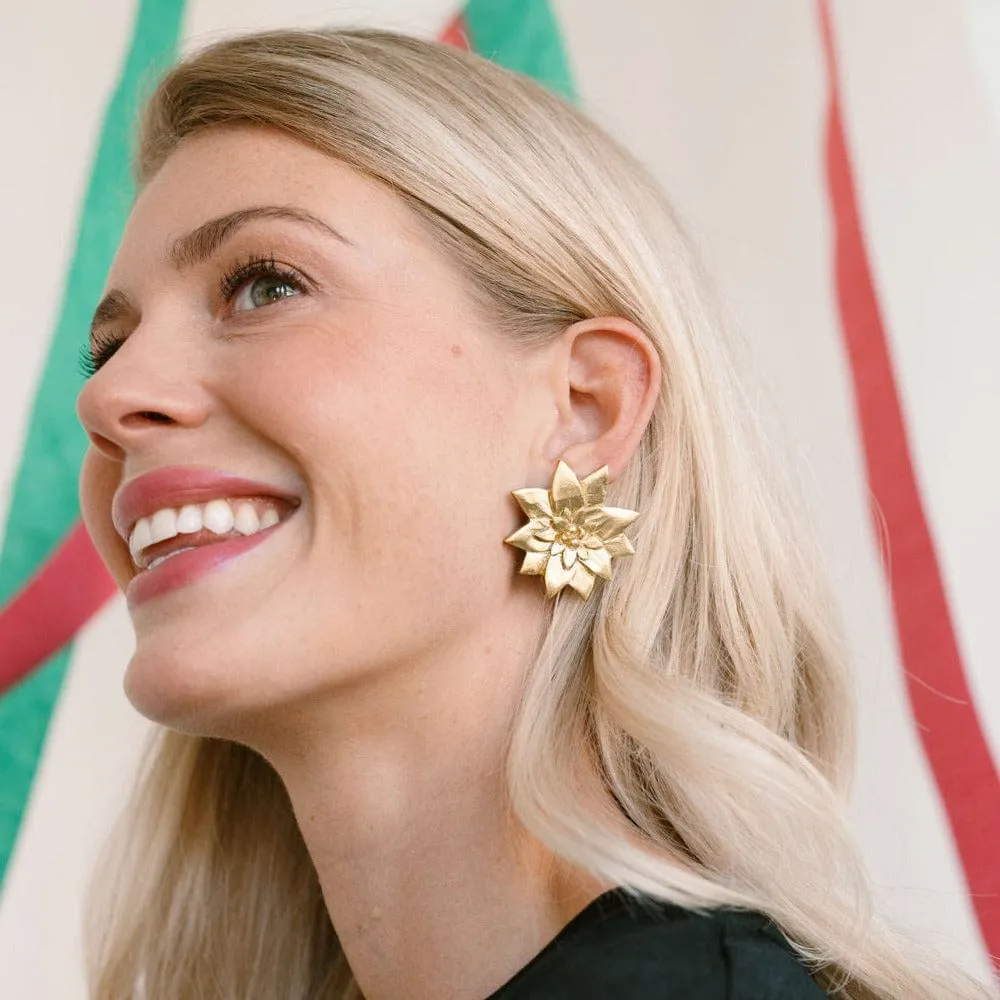 Gold Poinsettia Earrings sold by Sunshine Tienda product image thumbnail 3