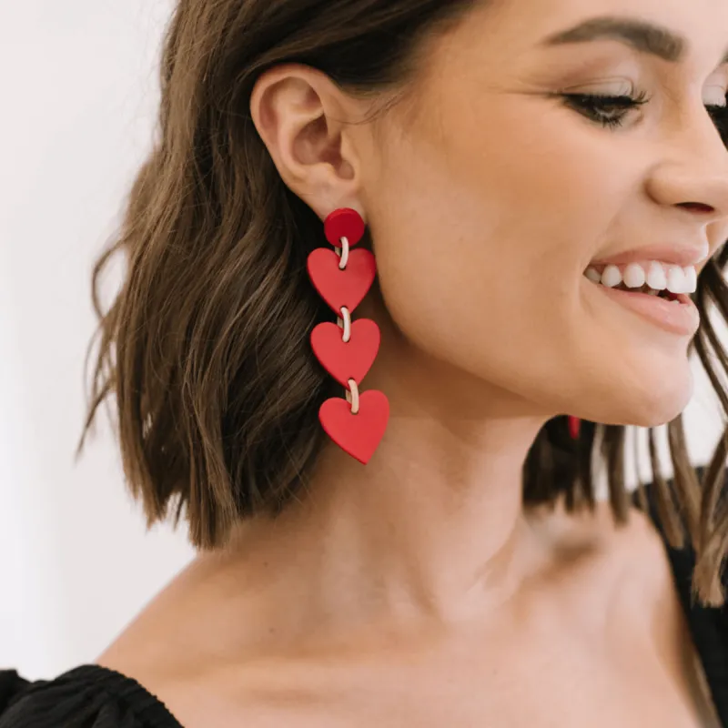 Red Drop Heart Earrings sold by Sunshine Tienda