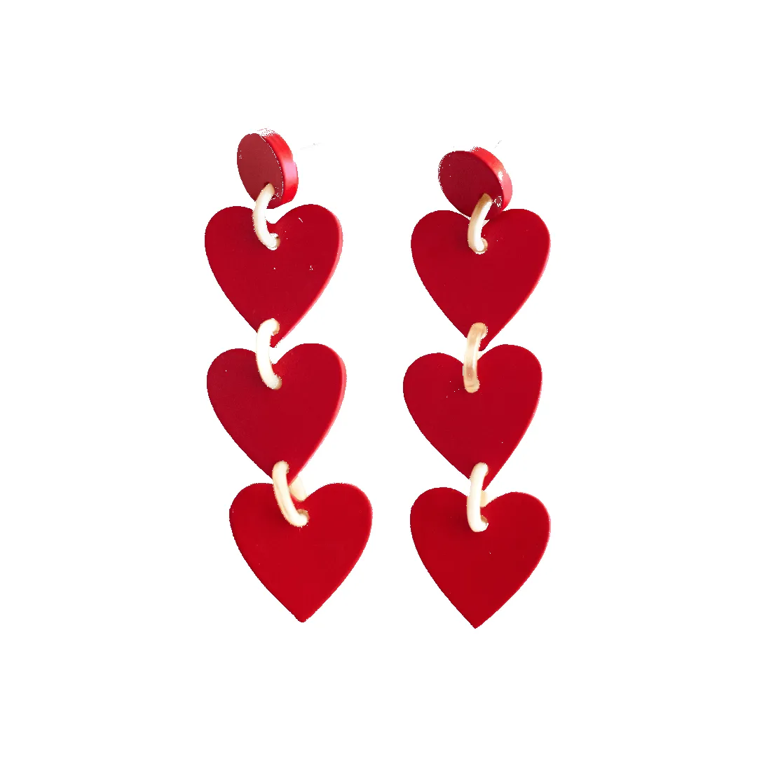 Red Drop Heart Earrings sold by Sunshine Tienda product image thumbnail 2
