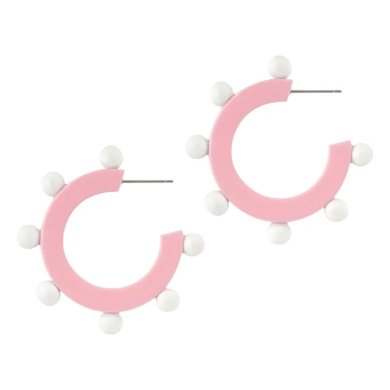 Pink and White Bead Hoops sold by Sunshine Tienda