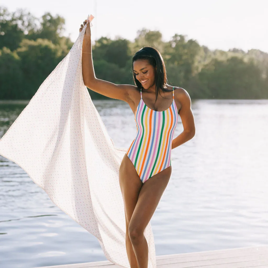 The Amalfi One Piece - Eco Nylon - Rainbow Stripe - Classic sold by Sunshine Tienda