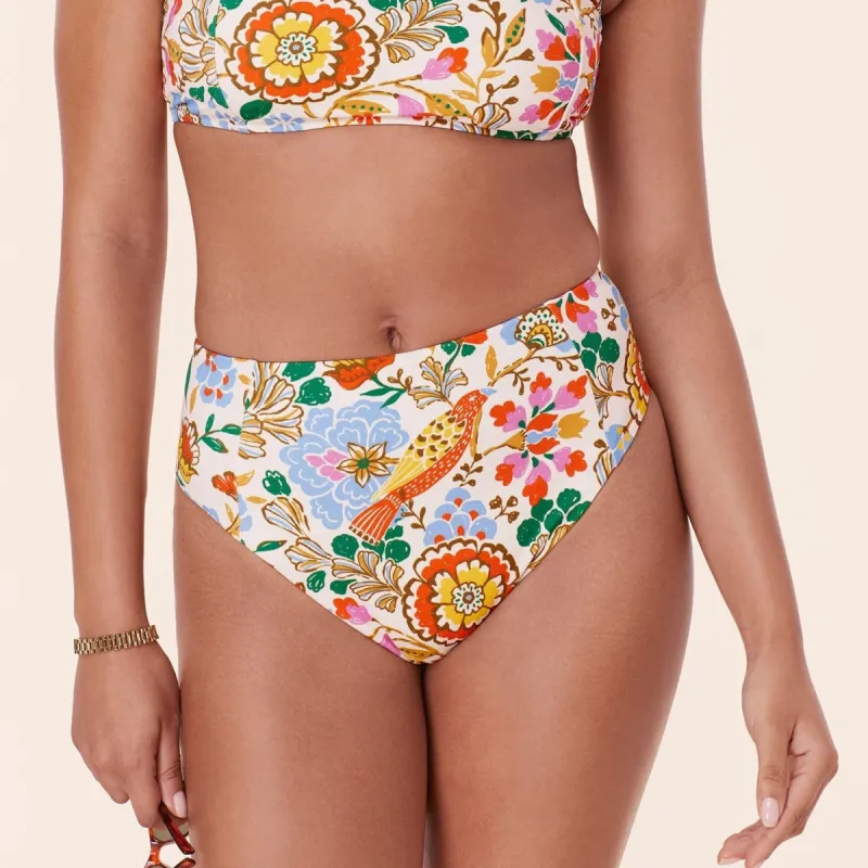 The High Waist Cheeky Bikini Bottom - Eco Nylon - Bird Floral sold by Sunshine Tienda