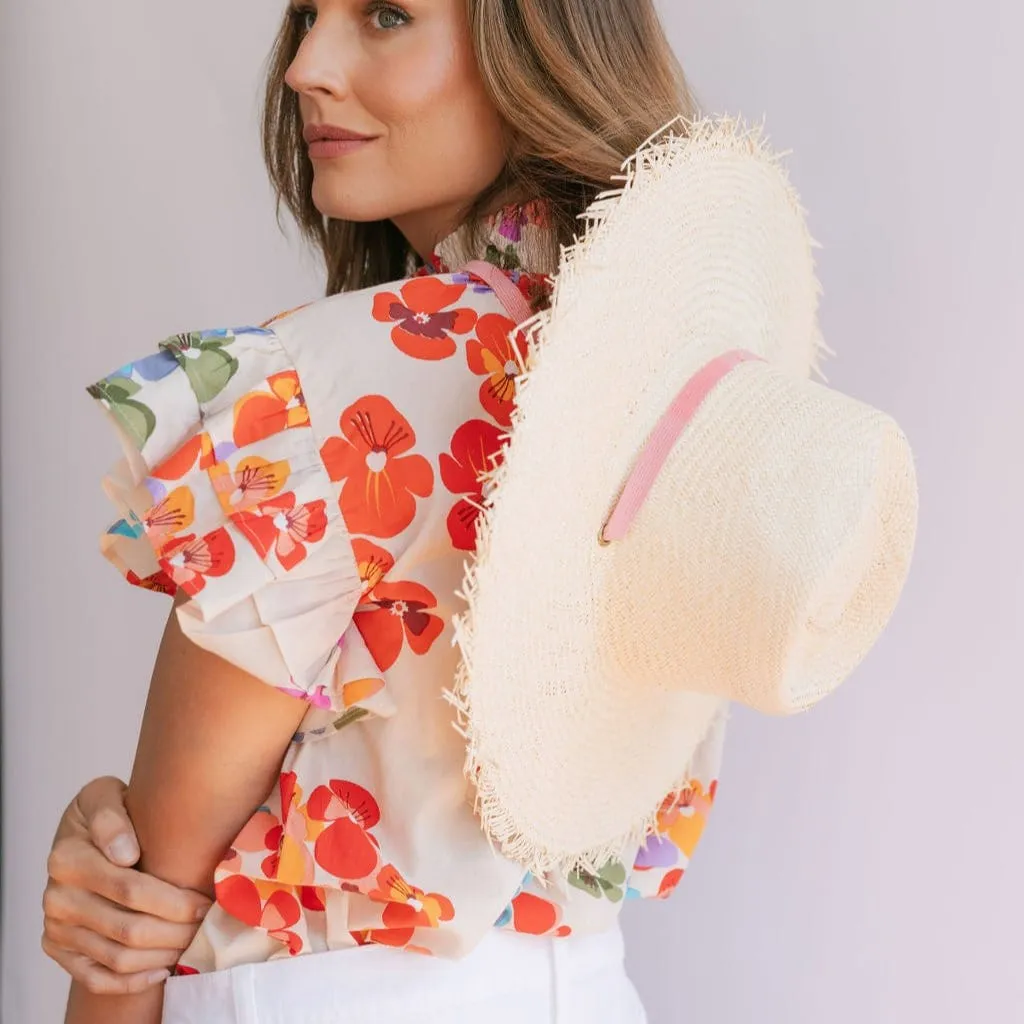 Veronica Wide Brimmed Palm Fringe Hat sold by Sunshine Tienda product image thumbnail 4