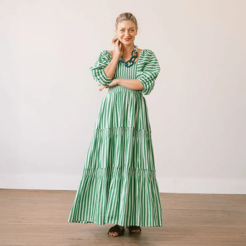 Green and White Stripe Tula Dress sold by Sunshine Tienda