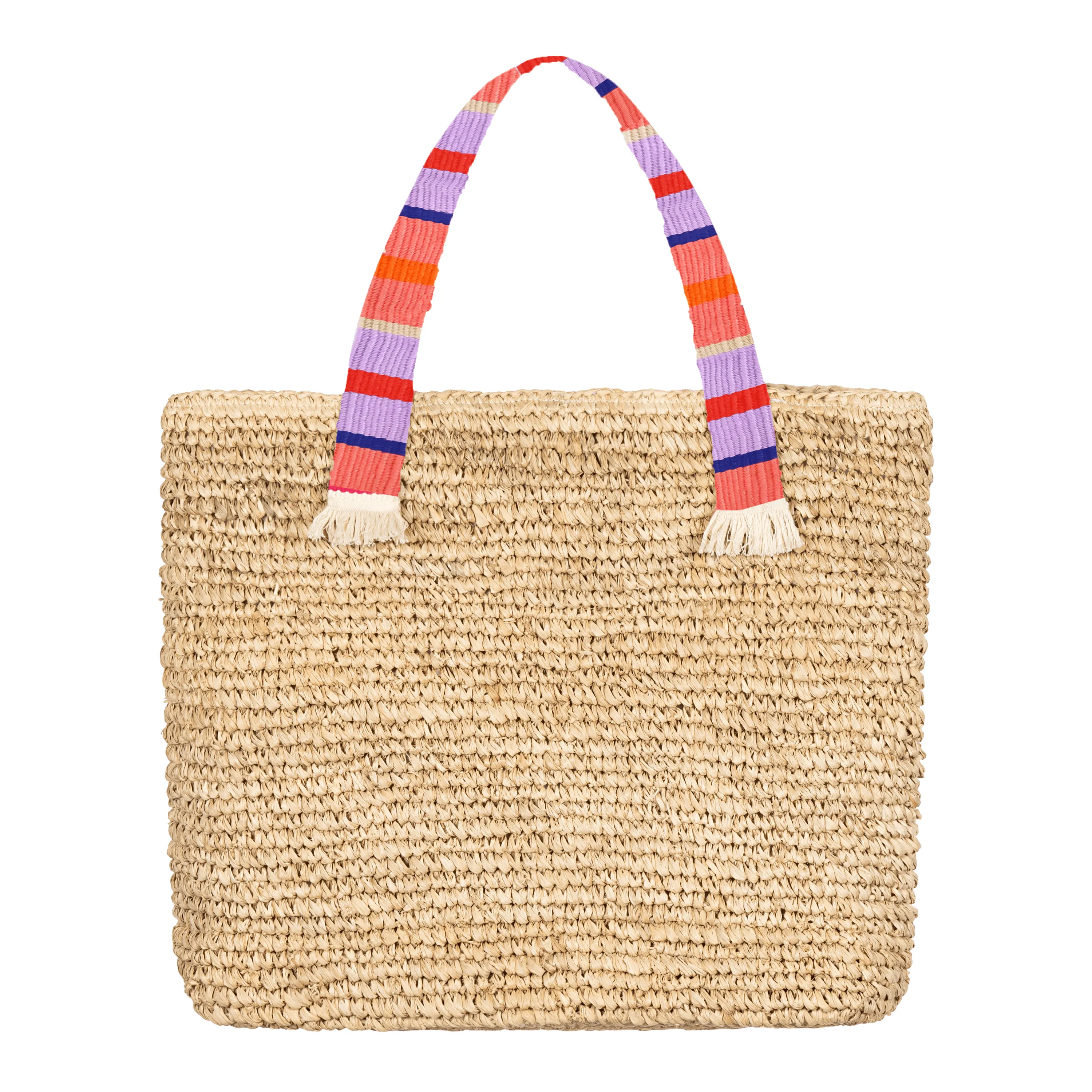 Colorful Stripe Large Raffia Tote sold by Sunshine Tienda