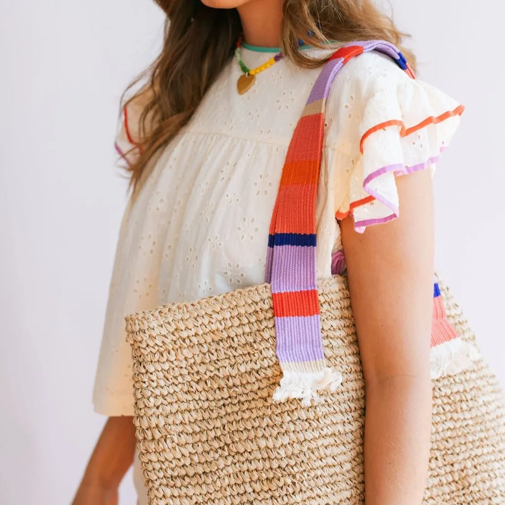 Colorful Stripe Large Raffia Tote sold by Sunshine Tienda product image thumbnail 3