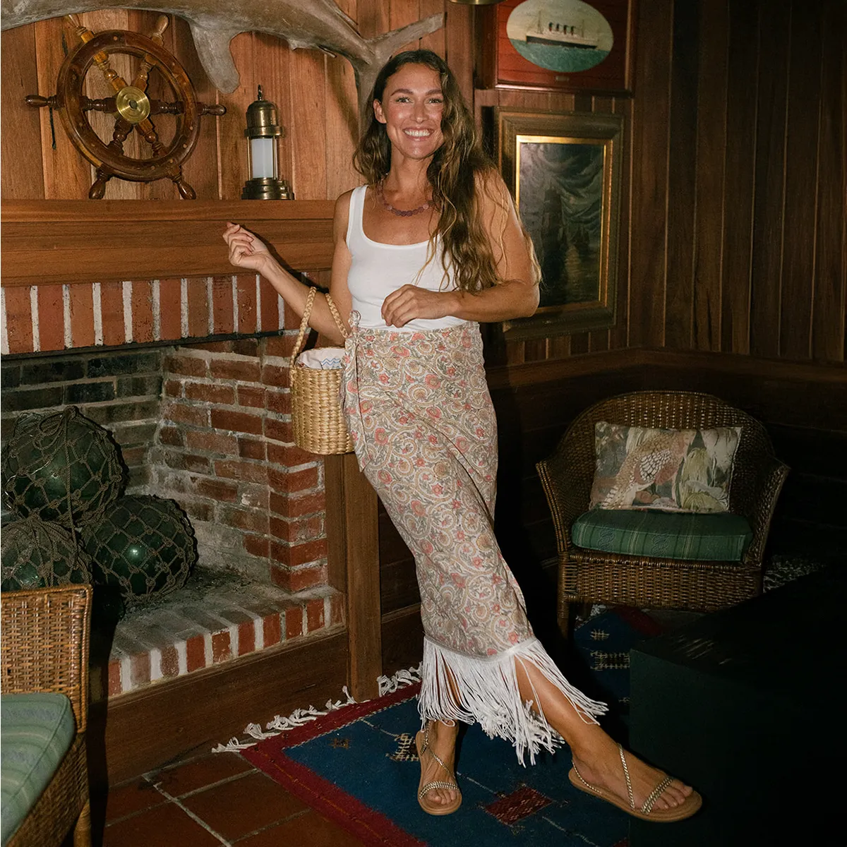 Garden Ruby Fringe Sarong sold by Sunshine Tienda