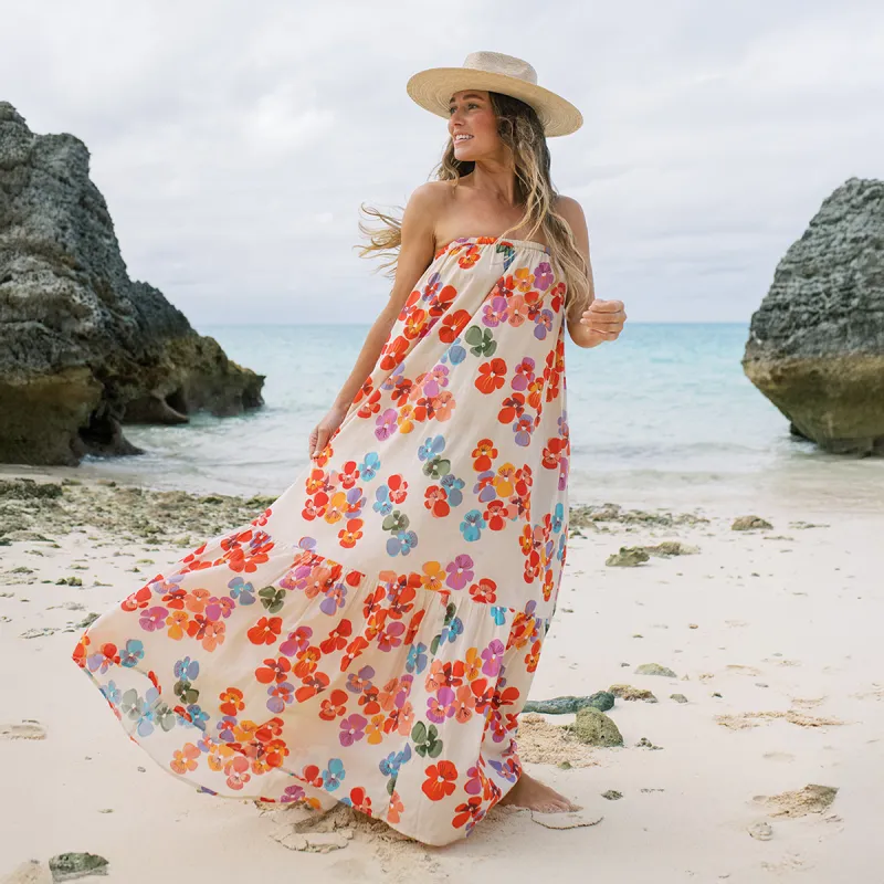 Rainbow Flower Palm Dress made by Sunshine Tienda
