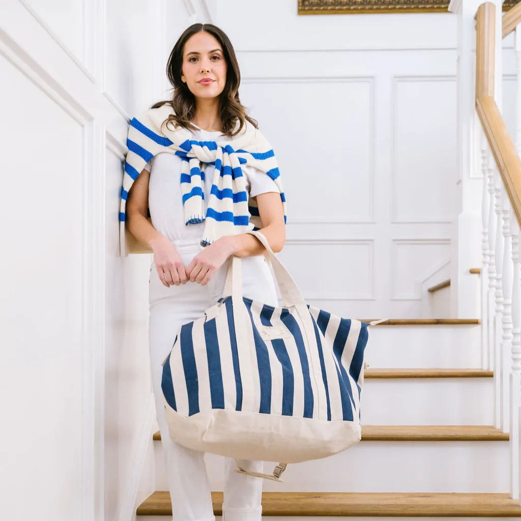 Navy Stripe Canvas Weekender sold by Sunshine Tienda product image thumbnail 4