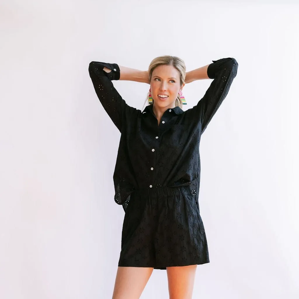 Black Eyelet Bermuda Button Down sold by Sunshine Tienda product image thumbnail 4