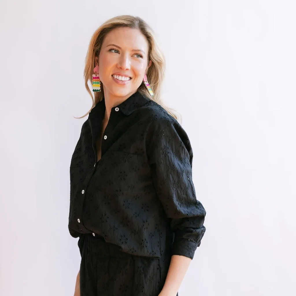 Black Eyelet Bermuda Button Down sold by Sunshine Tienda product image thumbnail 5