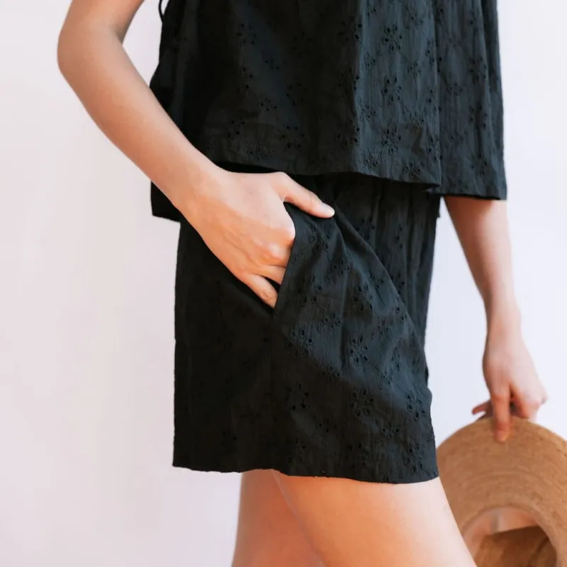 Black Eyelet Bermuda Short sold by Sunshine Tienda