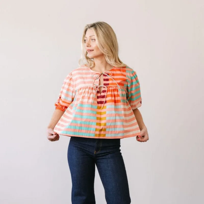 Apricot Colorful Stripe Mira Top sold by Sunshine Tienda