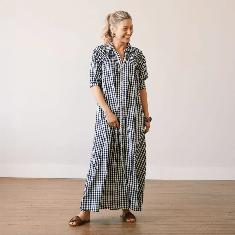 Navy Gingham Oasis Dress sold by Sunshine Tienda