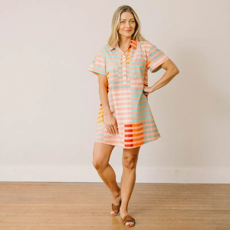 Apricot Colorful Stripe Getaway Mini Dress sold by Sunshine Tienda