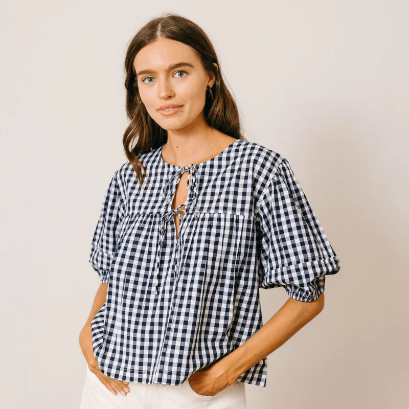 Navy Gingham Mira Top sold by Sunshine Tienda