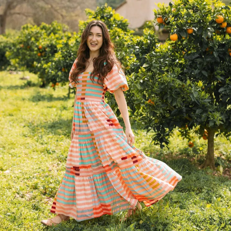 Apricot Colorful Stripe Tula Dress sold by Sunshine Tienda