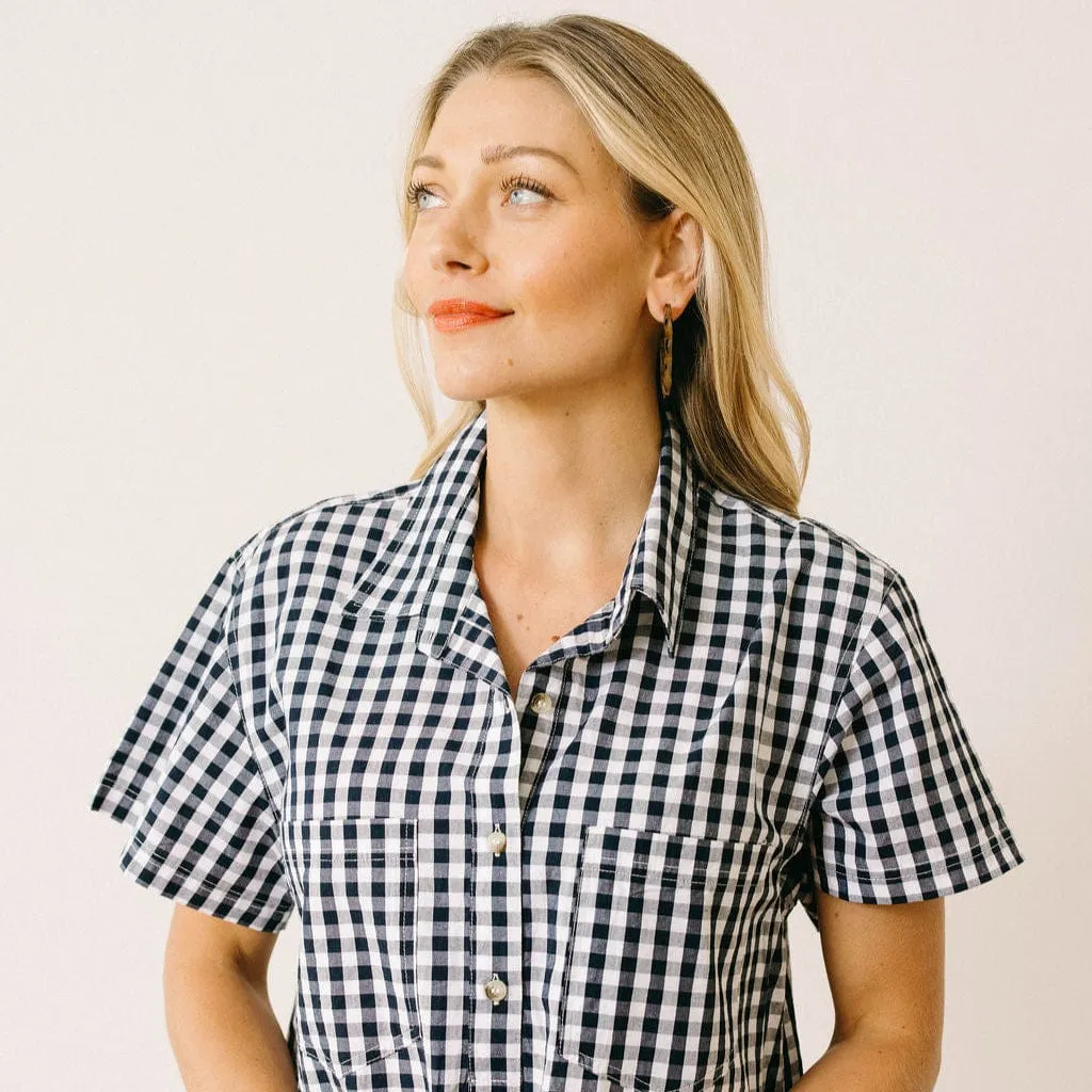 Navy Gingham Getaway Mini Dress sold by Sunshine Tienda product image thumbnail 4